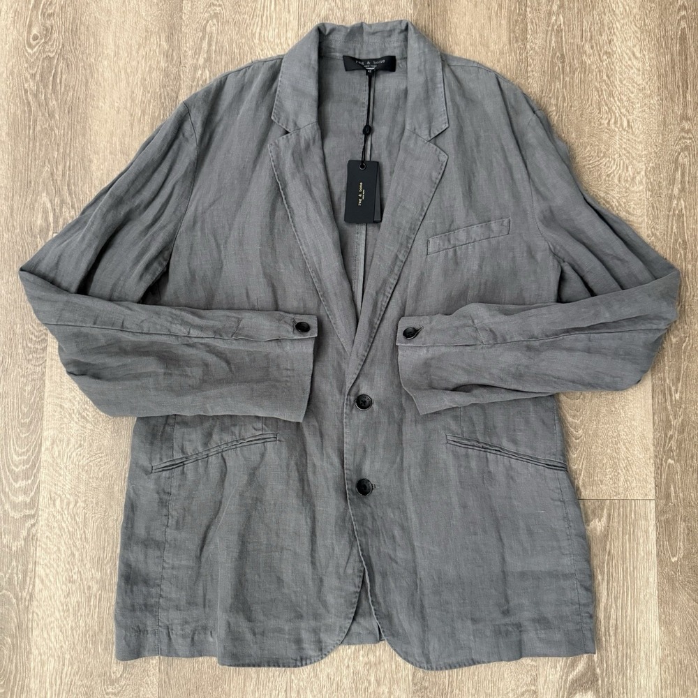NWT Rag And Bone Butler Linen Blazer Unstructured Men's 42 Regular Pavement Grey